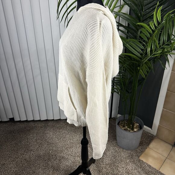 Forever 21 + Ivory Knit Pullover Hoodie Sweater Cream Sz 2X - Picture 5 of 16
